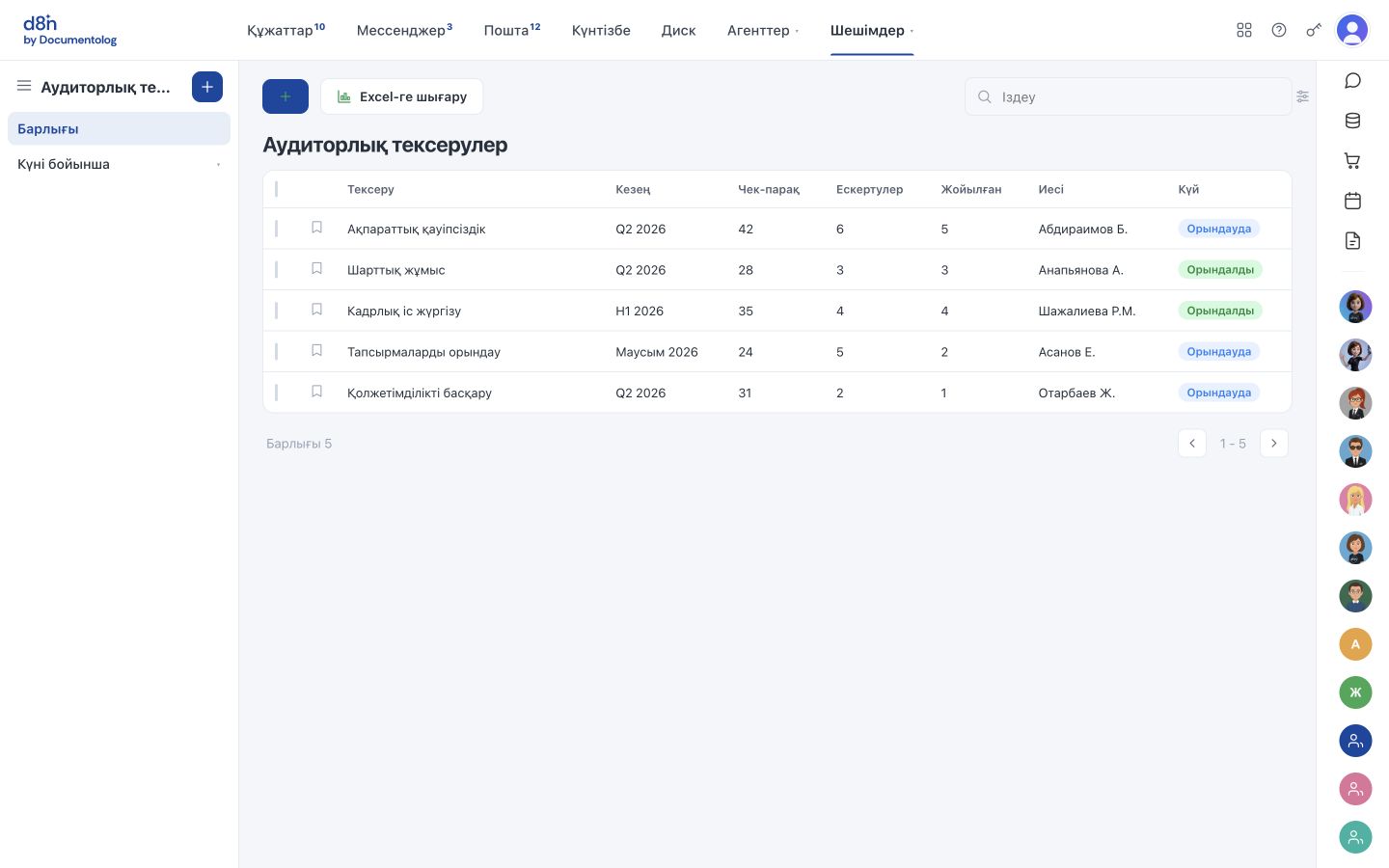 Электрондық аудит — d8n.ai жүйесіндегі шешім интерфейсі