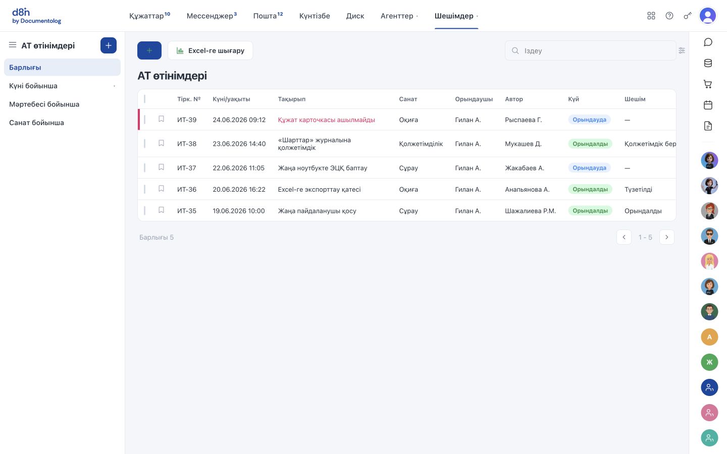 Техқолдау (ITSM) — d8n.ai жүйесіндегі шешім интерфейсі